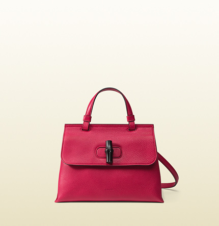 Authentic Gucci Bamboo Daily Top Handle Bag 370831 Dark Pink